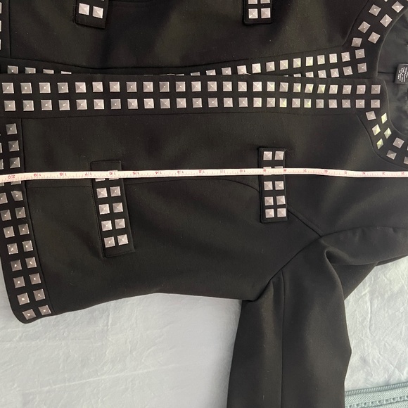 Women's Short Jacket, Black with Metallic Square Accents, Size XL - Picture 4 of 11